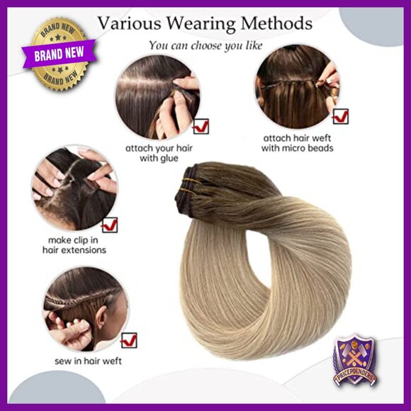 18 Inch Real Human Hair Extensions, 100G Double Weft Sew In Bundles